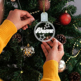 Personalised LED Christmas Bauble By KreateSquare Rechargeable 5 Flash Mode & 7 Colour Changing LED Tree Decoration Custom Name - Name Tag Design